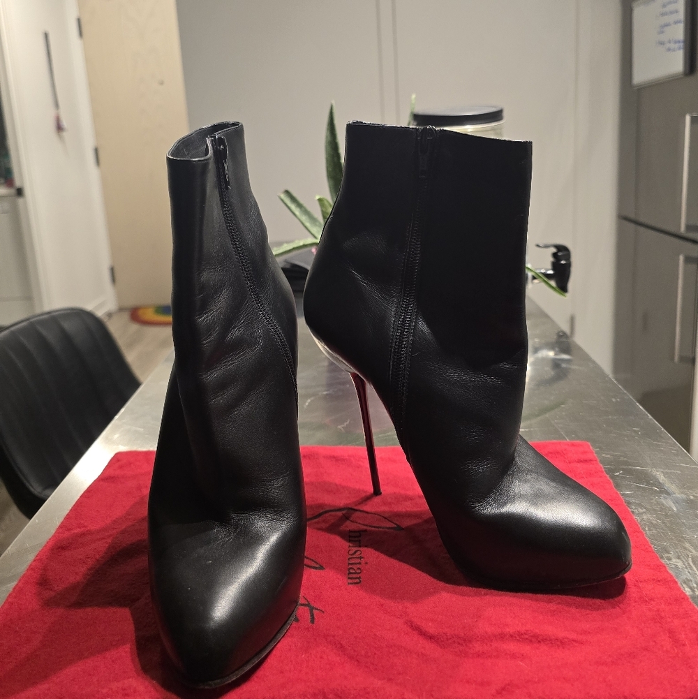 Louboutin Black Big Lip Boots